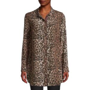 NWT Johnny Was Workshop 100% Silk Leopard Tunic Shirt XS